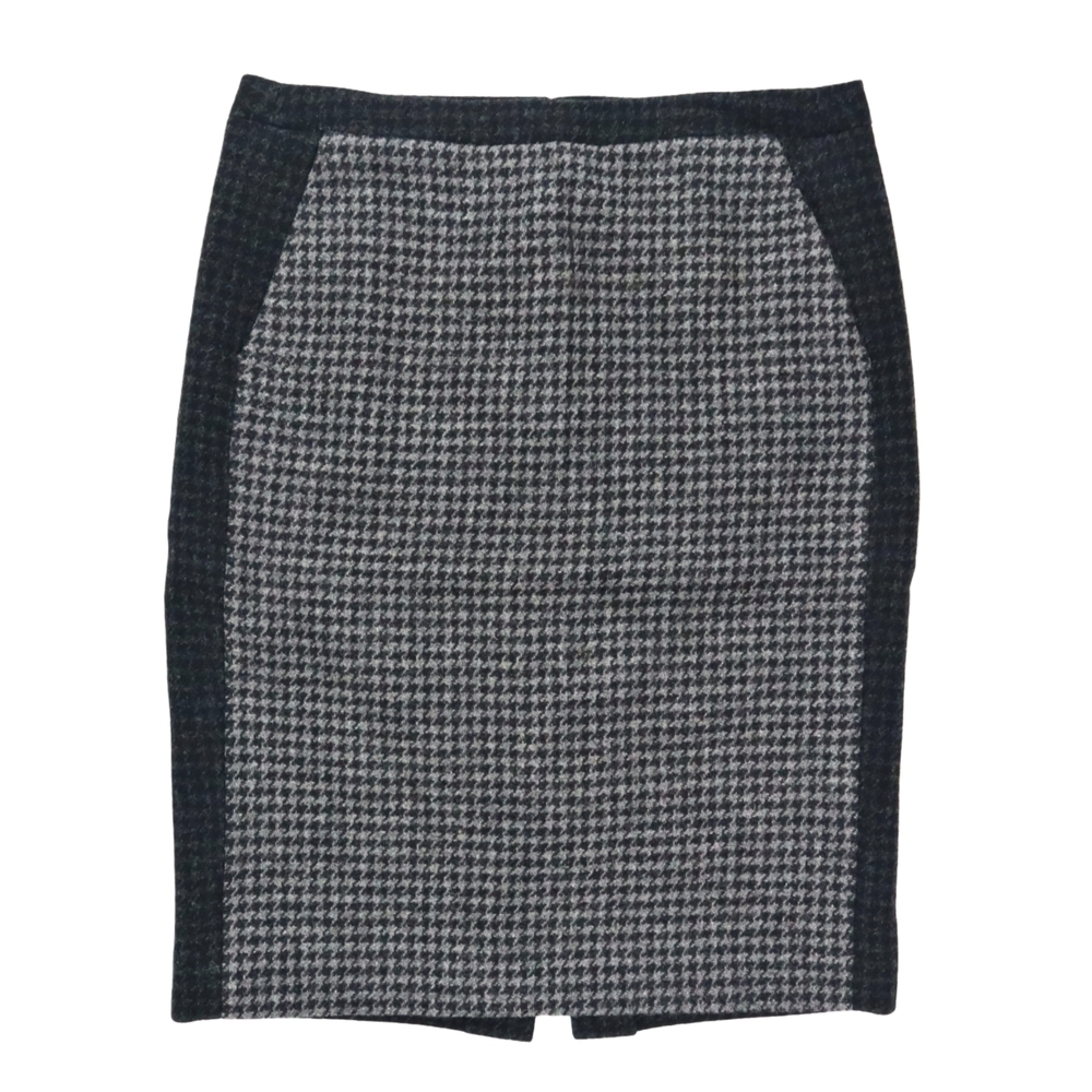 J Crew Women's Pencil Skirt Size 4 Black‎ Gray Wool Houndstooth Work Career